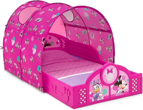 Disney Mickey Mouse Sleep and Play Toddler Bed with Tent, Blue/Red