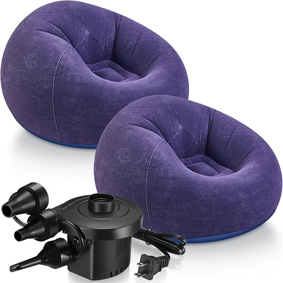 2 Pcs Inflatable Bean Bag Chairs with Electric Air Pump