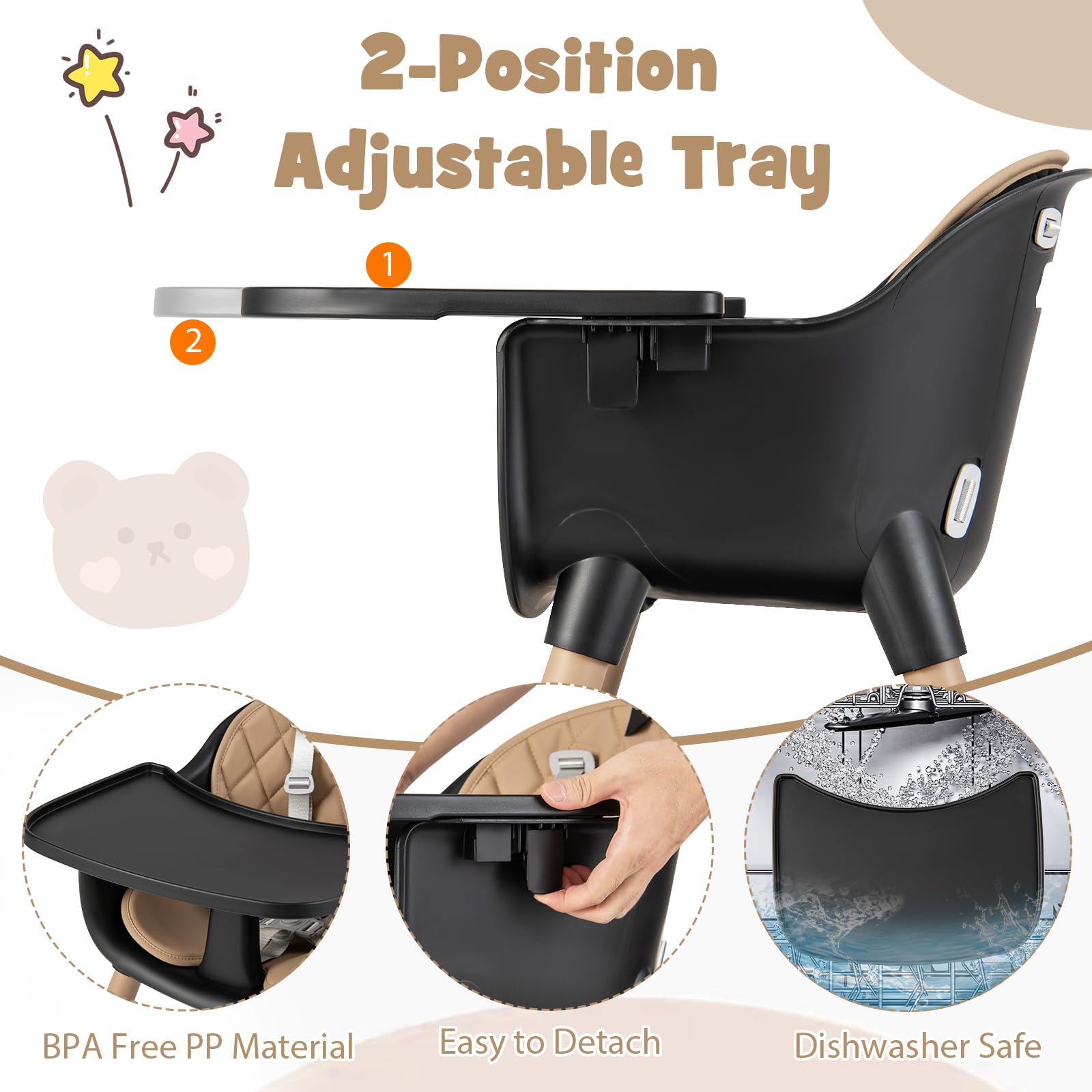 5-in-1 Convertible High Chair with Removable Tray