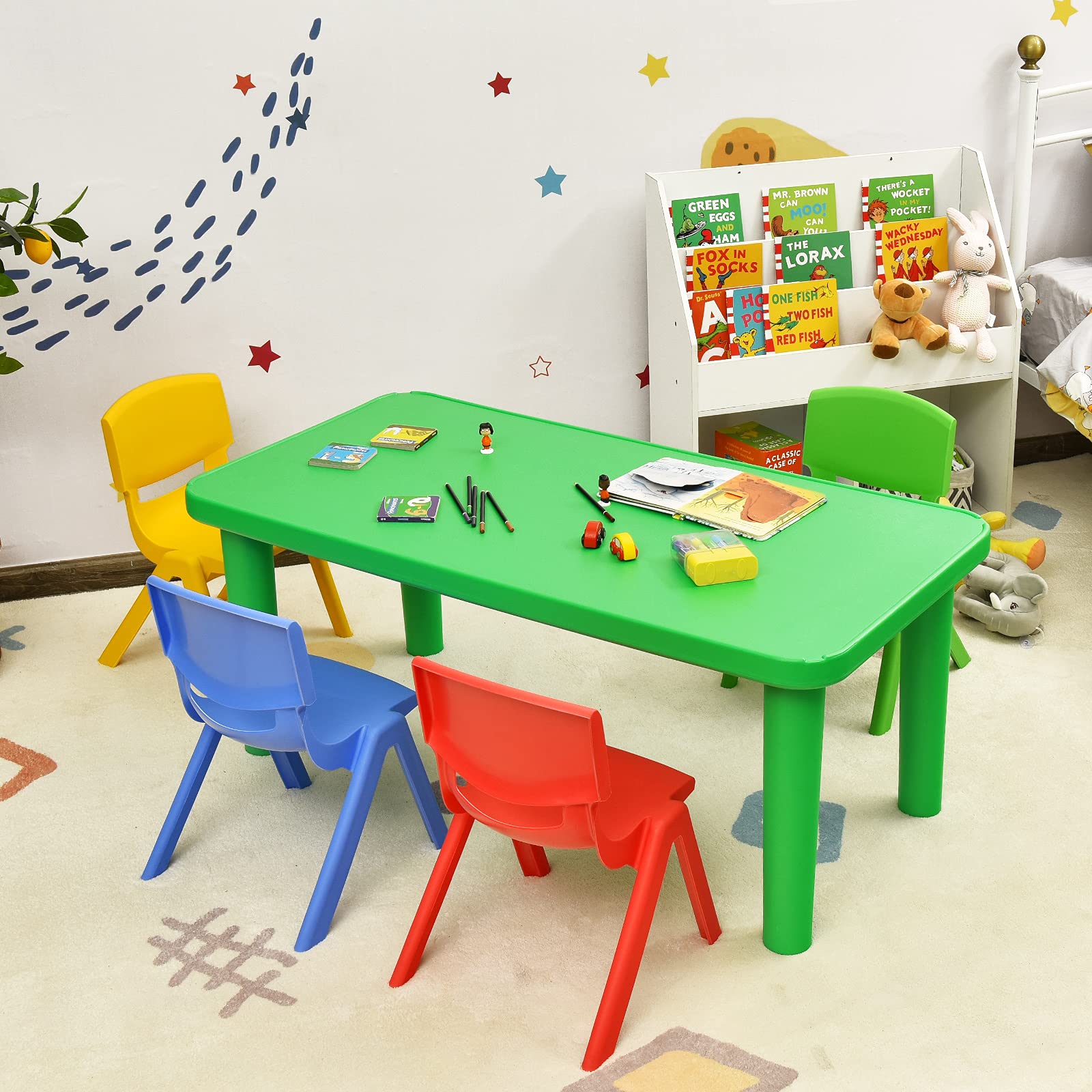 Table, Portable Plastic Learn and Play Table for School Home
