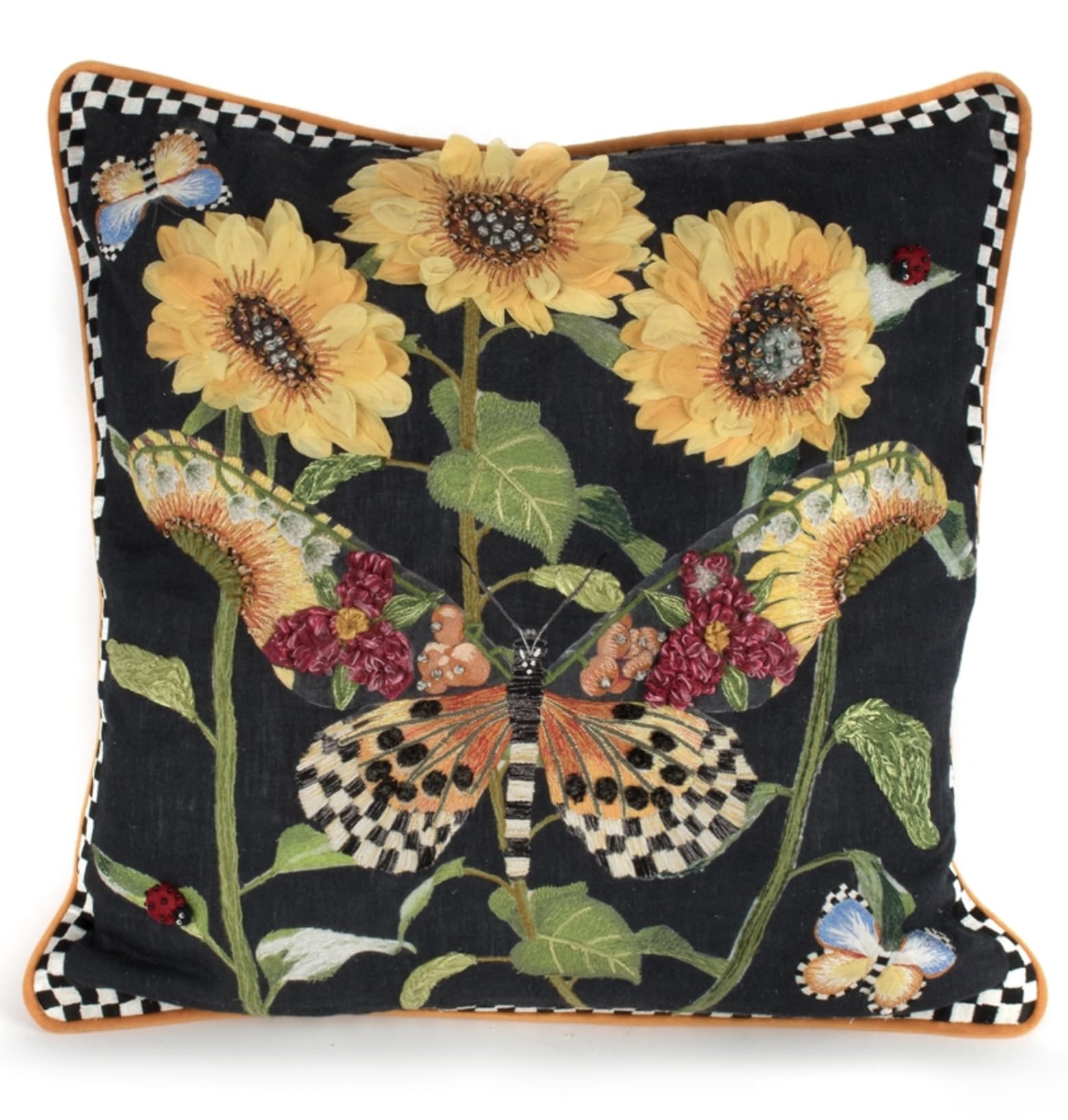 CHILDS Monarch Butterfly Square Pillow - Black