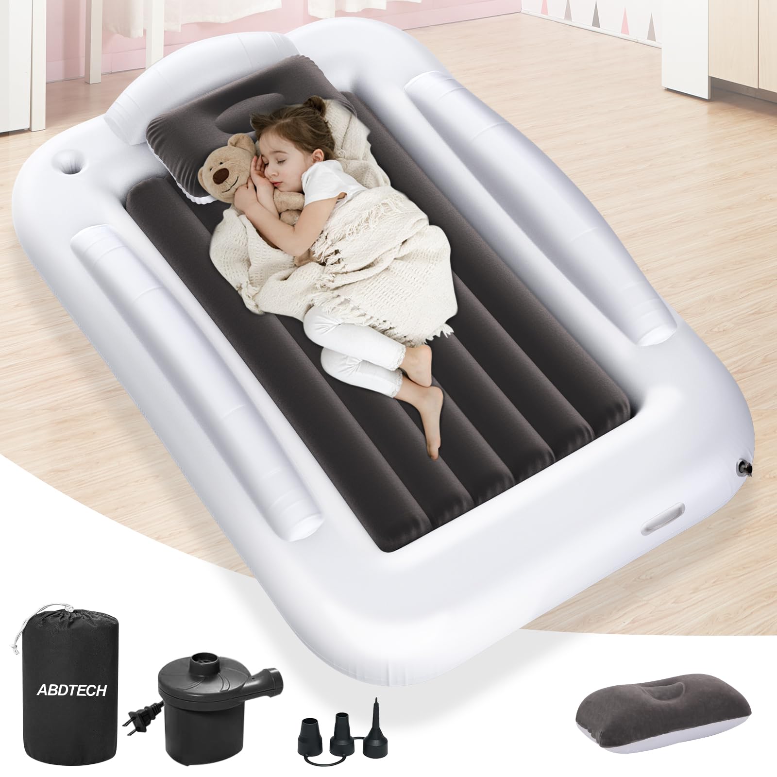 Inflatable Toddler Travel Bed with Safety Bumpers