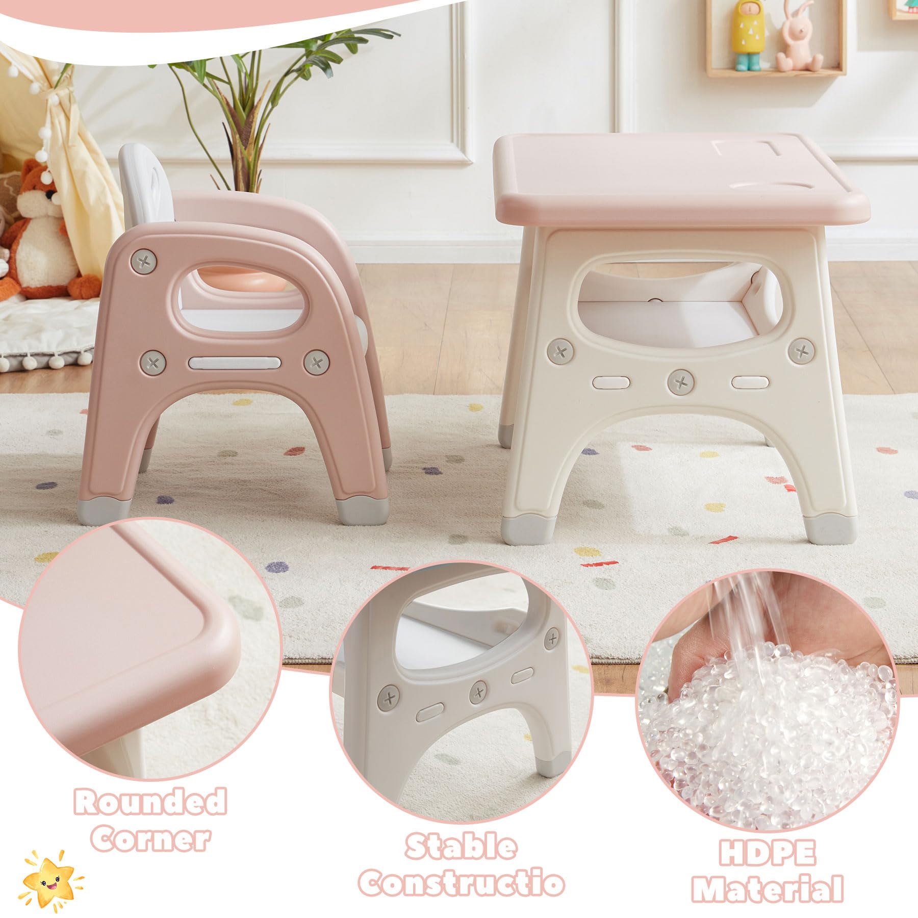 Kids Table and Chairs Set with Storage