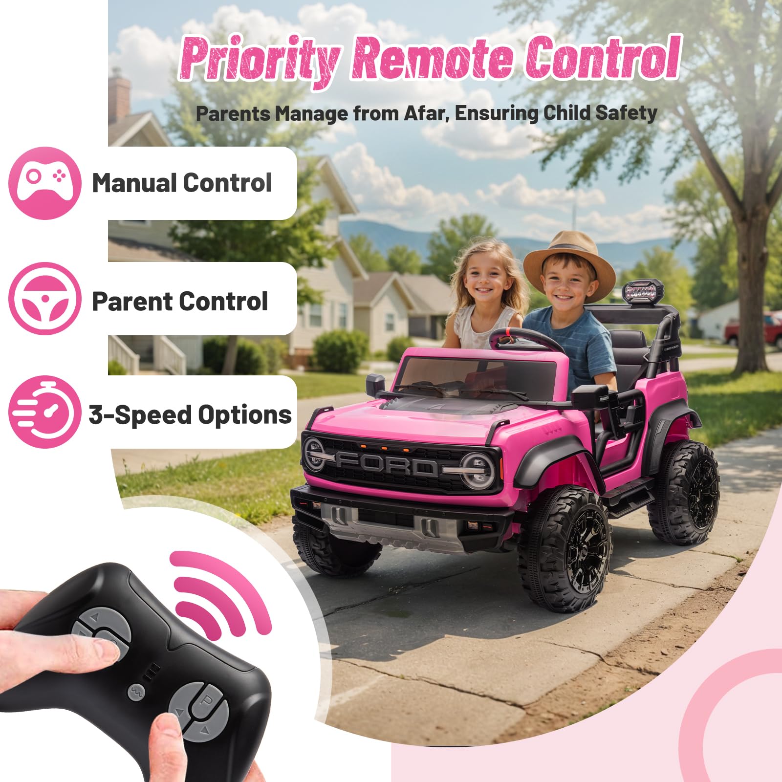 24V Licensed Ford Bronco Raptor Ride-On Car for Kids