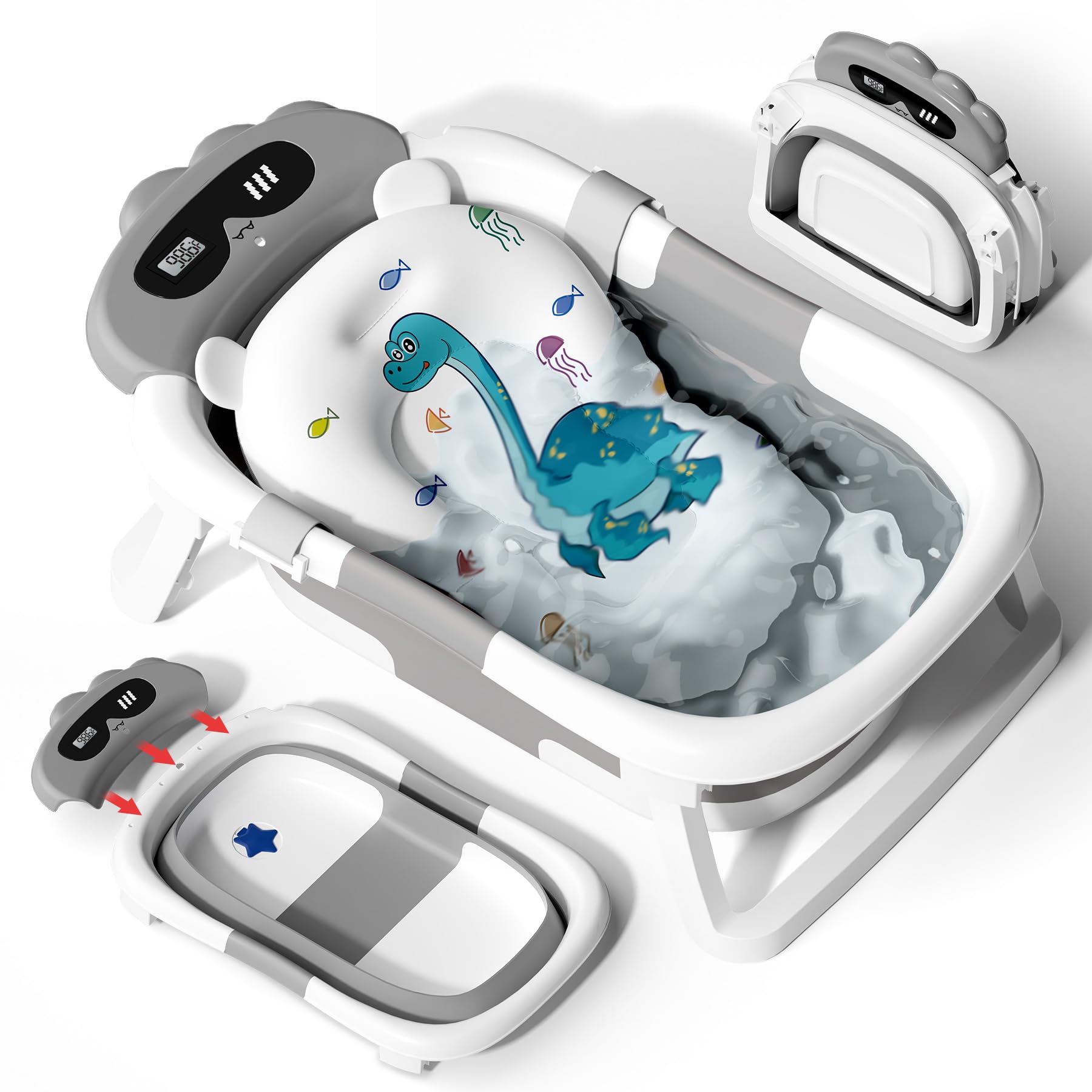 Collapsible Baby Bathtub with Thermometer