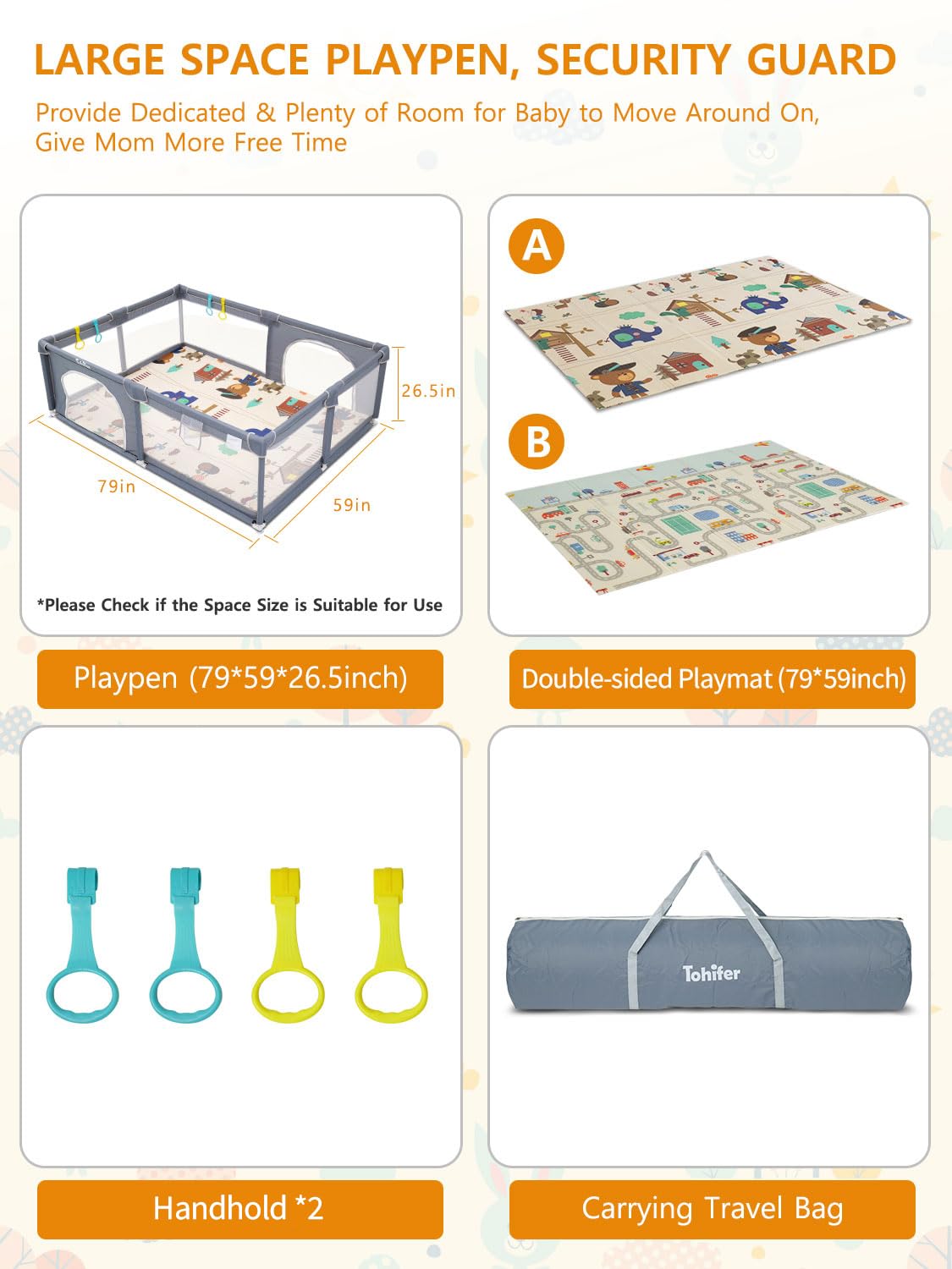 Large Baby Playpen with Mat