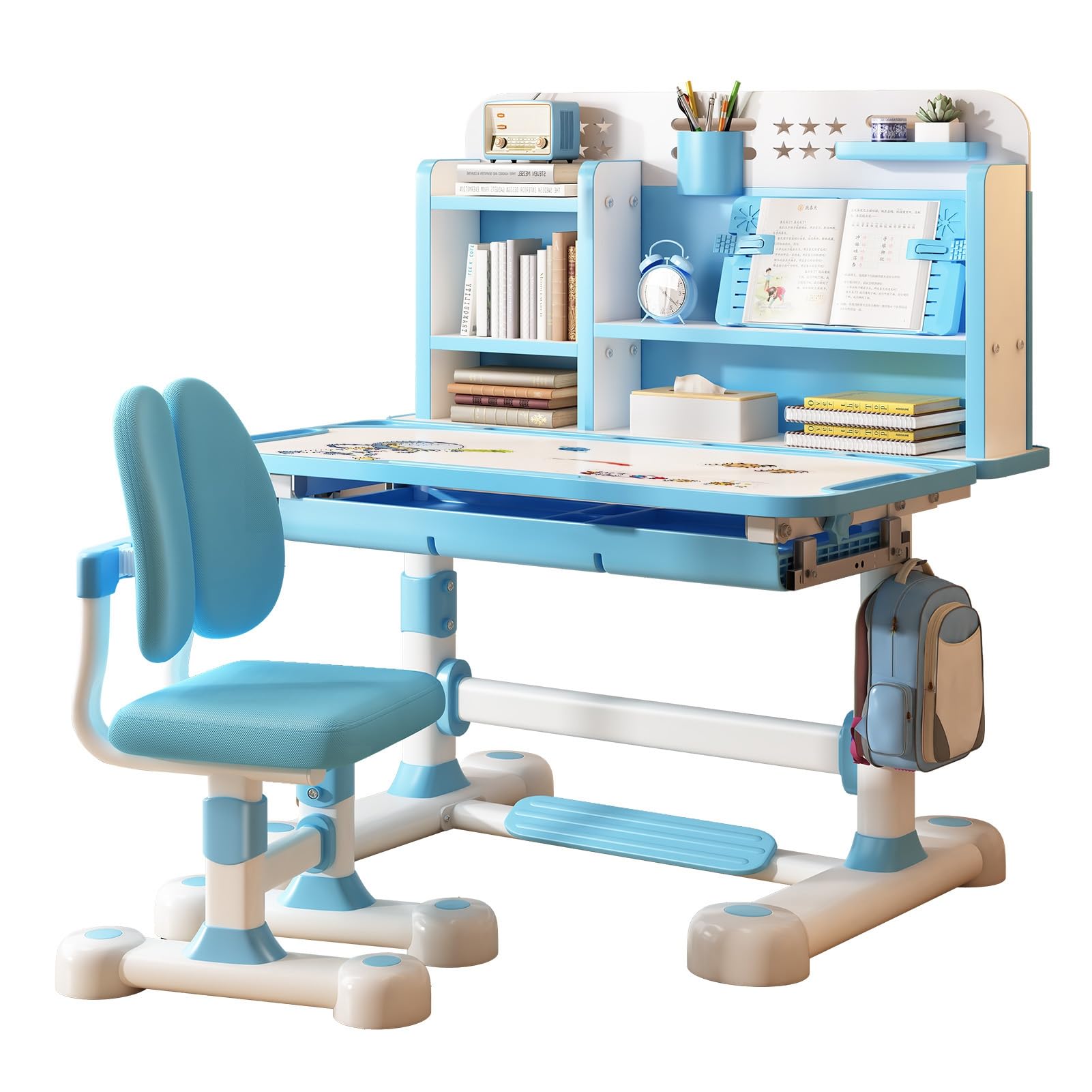 Function Desk Chair Set,Height Adjustable Children School Table Chair