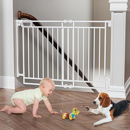 Gate for Stairs- No Bottom Bar, Adjustable Width 29.8” to