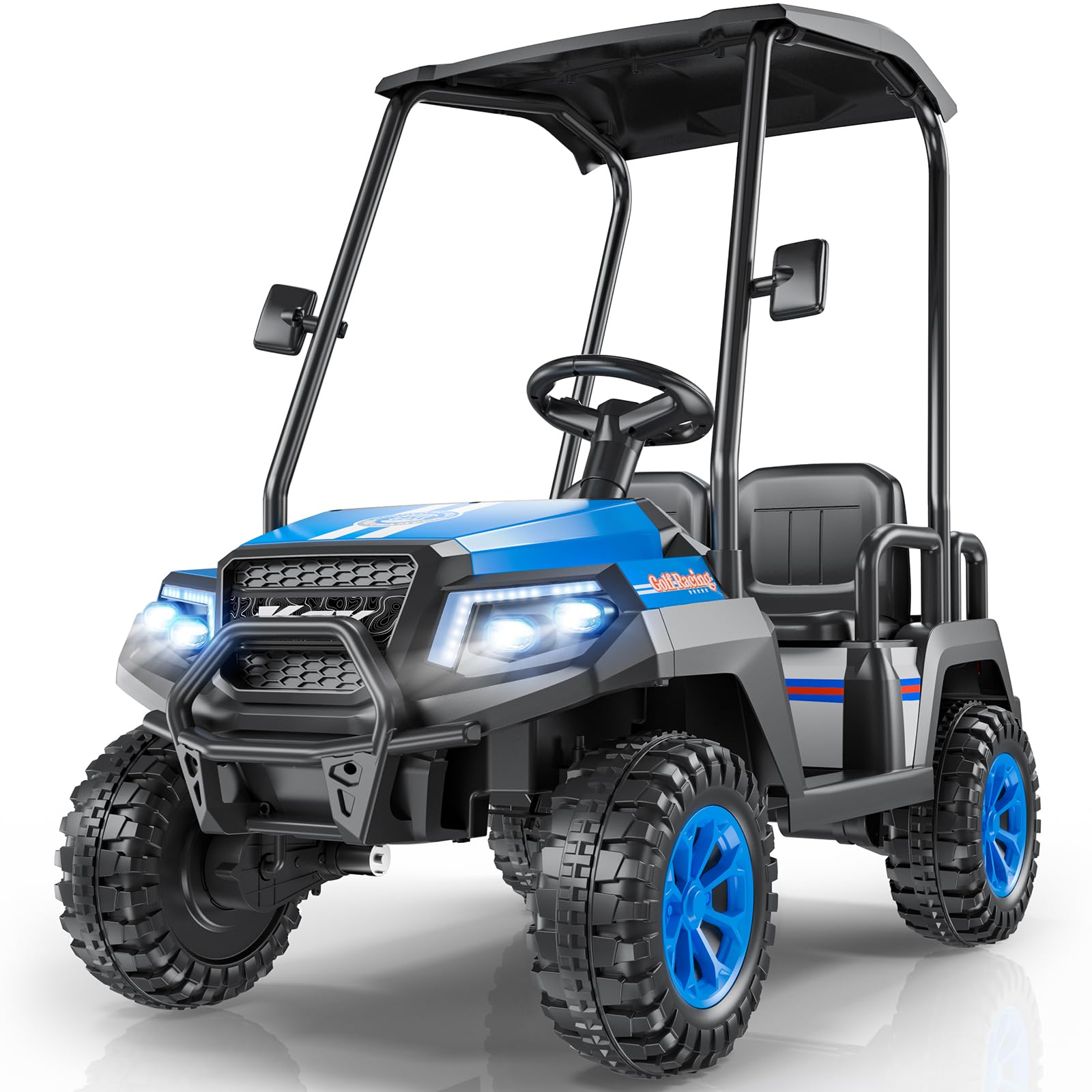 R9 24V Kids Golf Cart, 4 Seats, 4WD Kids Electric Car w/Remote Control