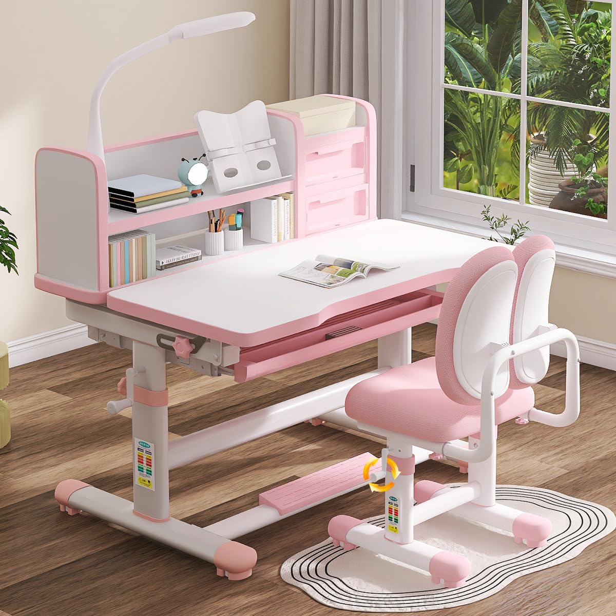 Height Adjustable Kids Study Desk and Chair Set
