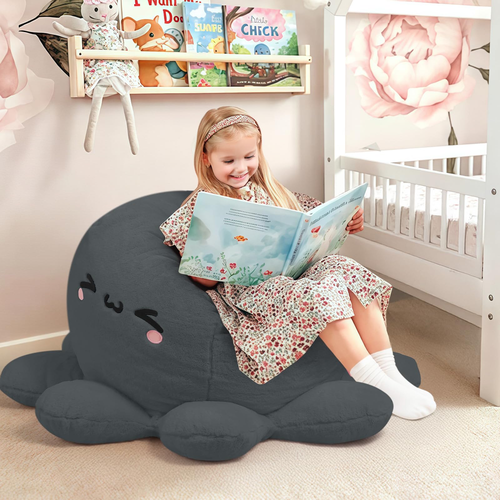 Reversible Octopus Bean Bag Chair for Kids