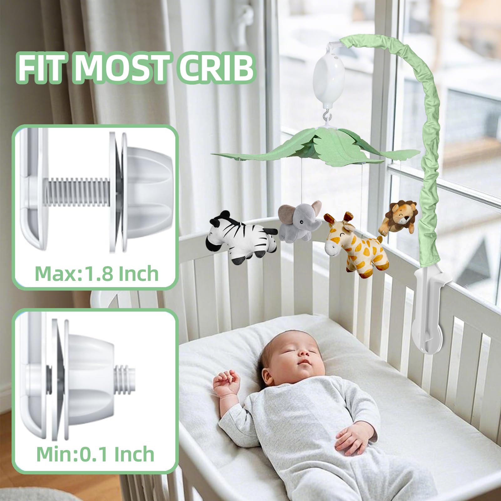 Jungle Safari Baby Crib Mobile with Music and Rotation