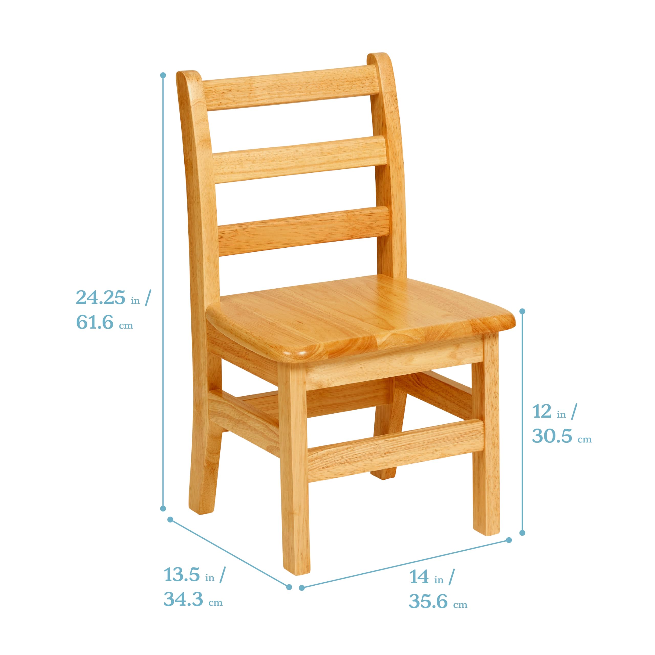 Hardwood Ladderback Chair Kids 12 Inch Seat