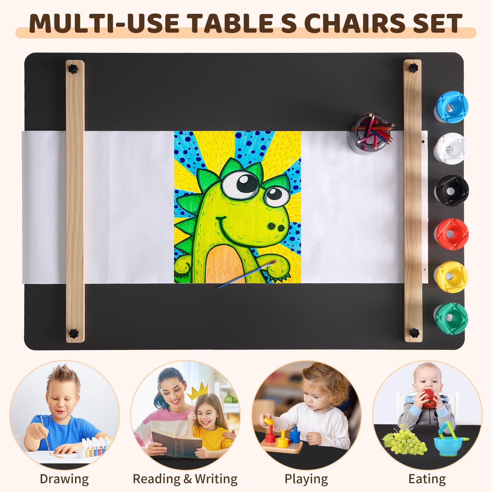 Kids Art Table and Chair Set with Storage