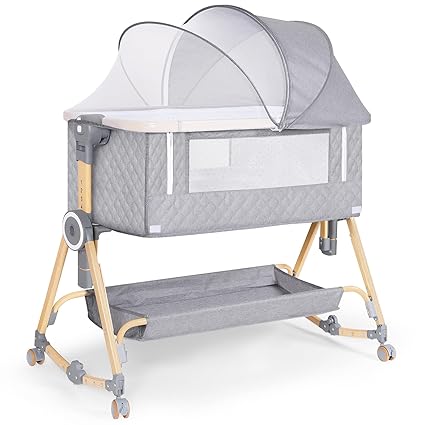 Baby Bassinet 5 in 1,Baby Bedside Bassinet with Diaper Table