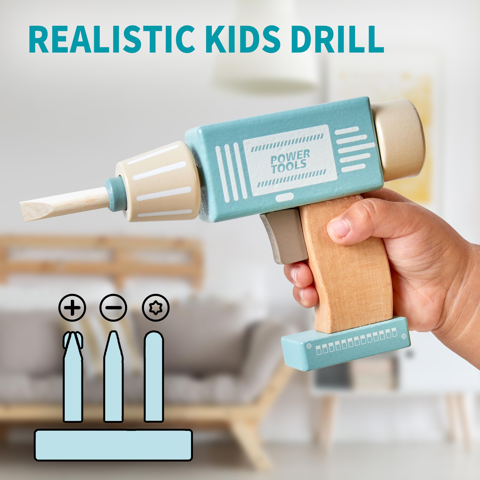 Wooden Kids Tool Bench with Construction Play Set