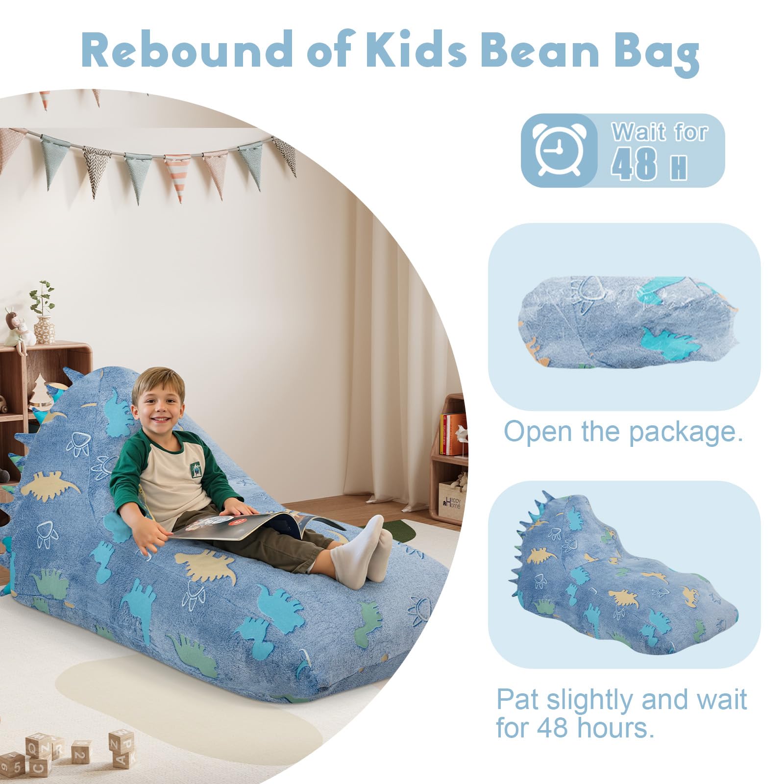 Dinosaur Bean Bag Chair for Kids 8-12