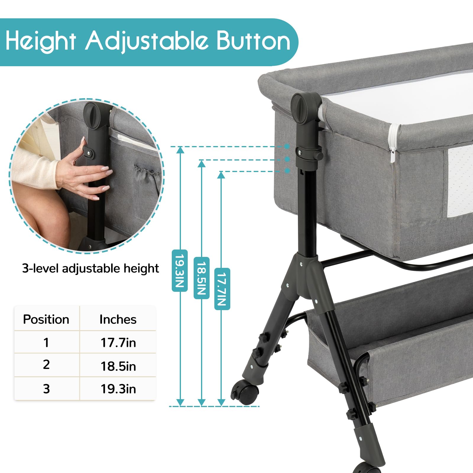 3-in-1 Convertible Baby Bassinet with Bedside Sleeper