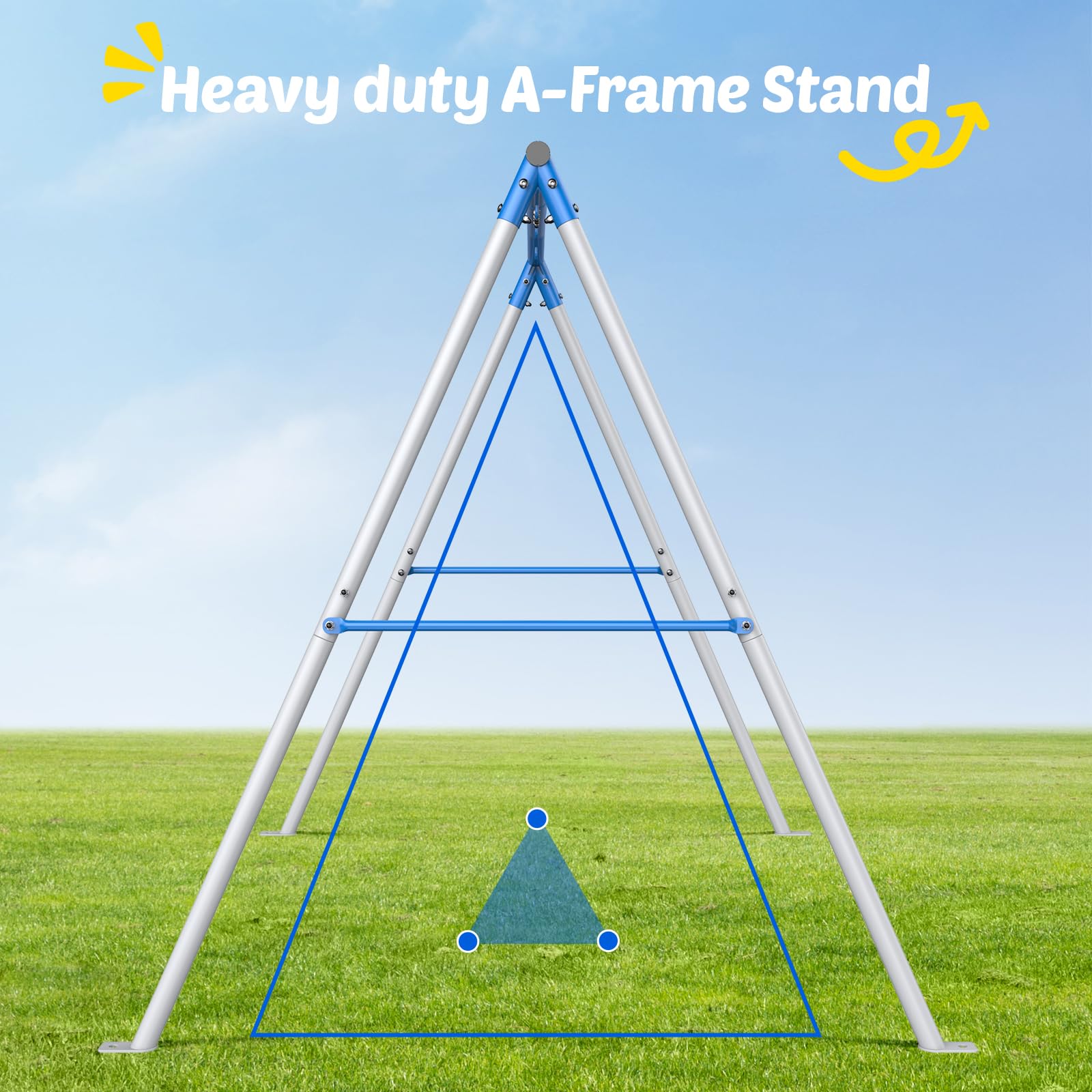 Heavy Duty A-Frame Metal Swing Set with Saucer Swing and Toddler Seat