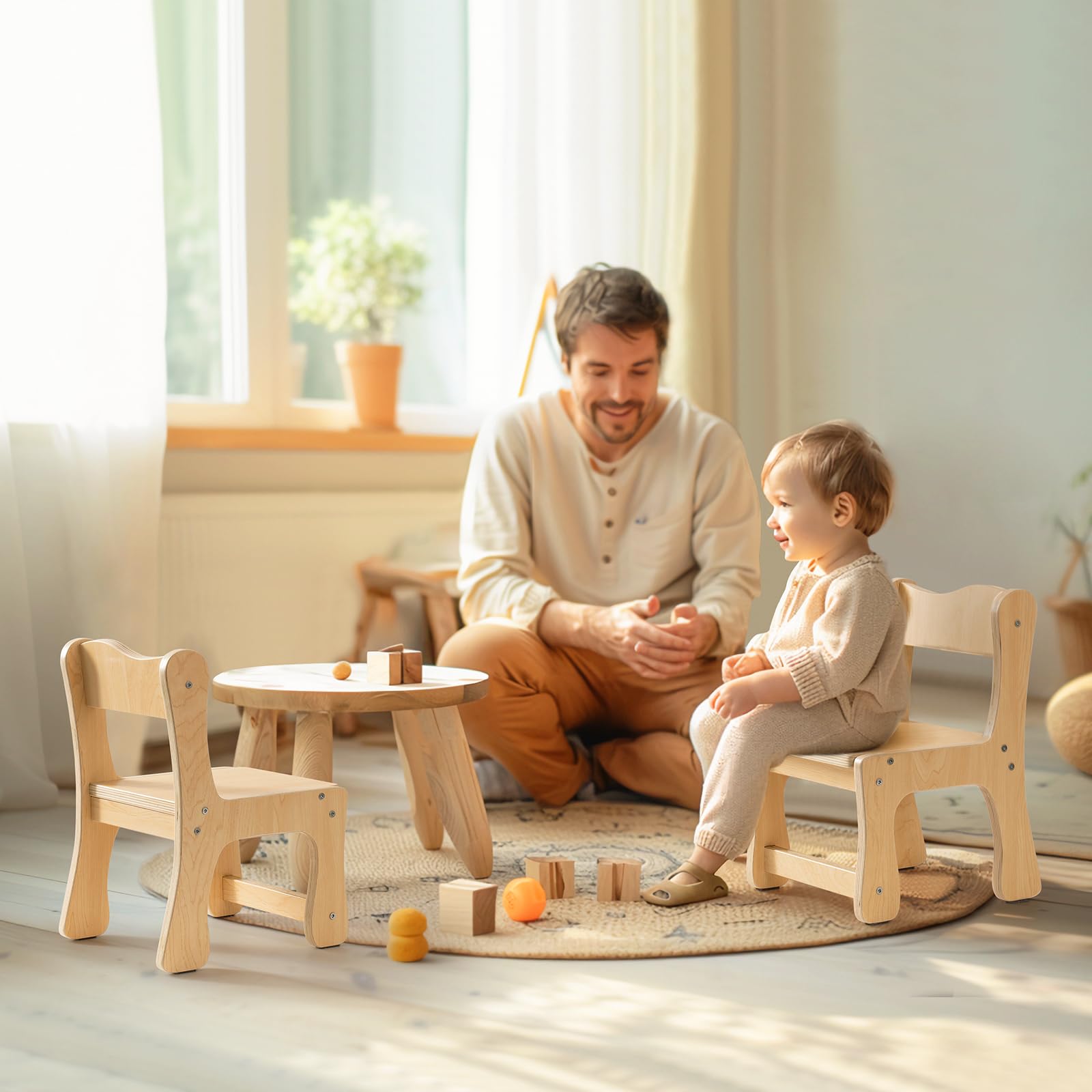 Wooden Toddler Chair Wood, Kids Chair Set of 2, Sturdy Kids Chairs