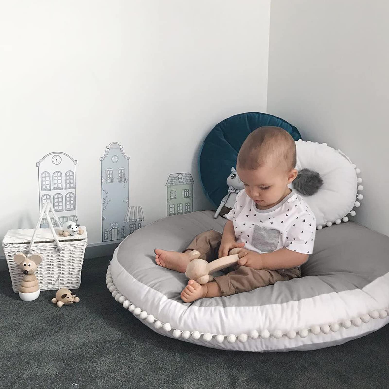 Large Kids Floor Cushion Seating, Circle Kids Floor Pillow