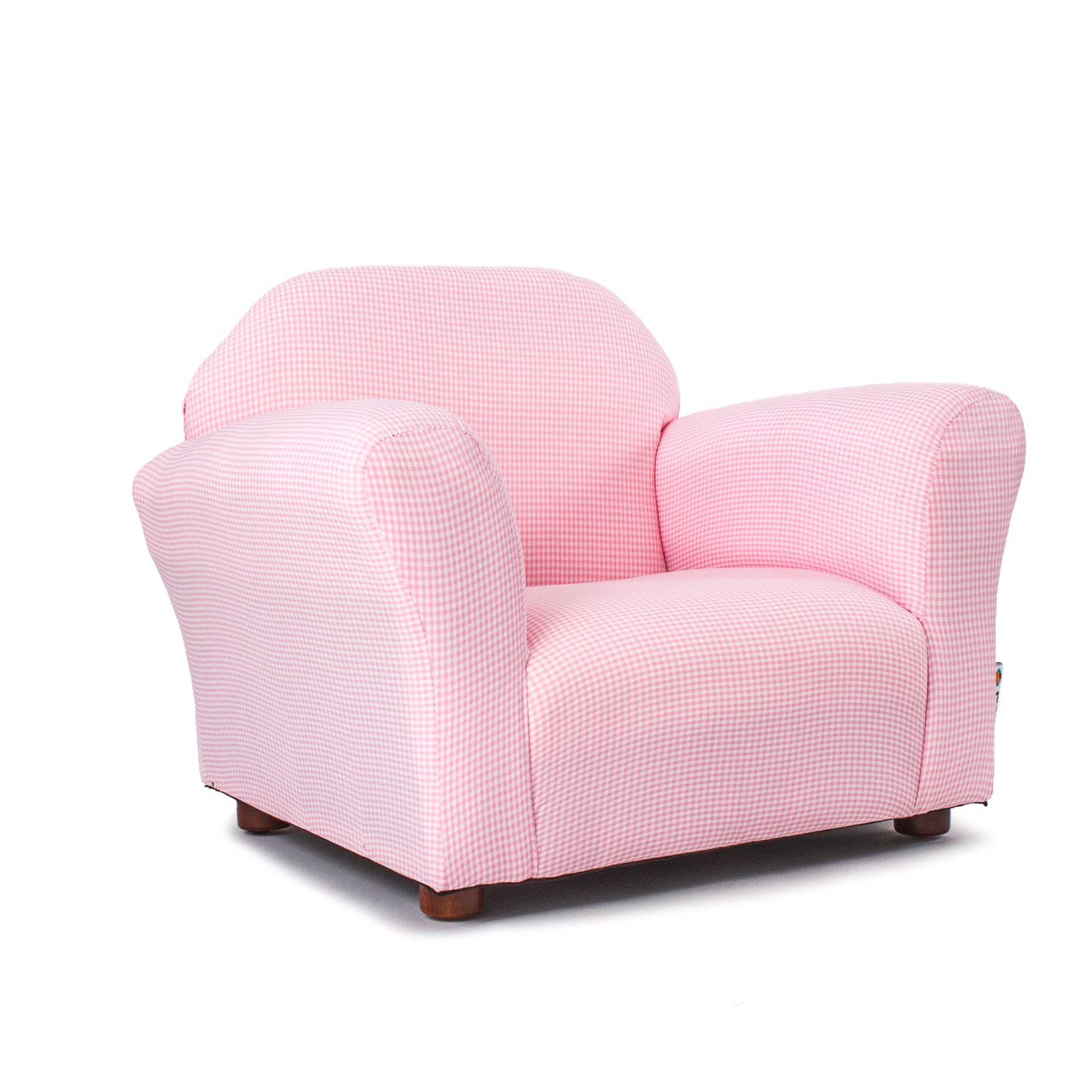 Roundy Gingham Chair for Kids Upholstered Toddler Armchair for Ages 2–5