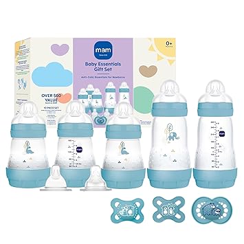 Newborn Essentials Matte Feeding Set with Easy Start Anti-Colic Bottles 5oz