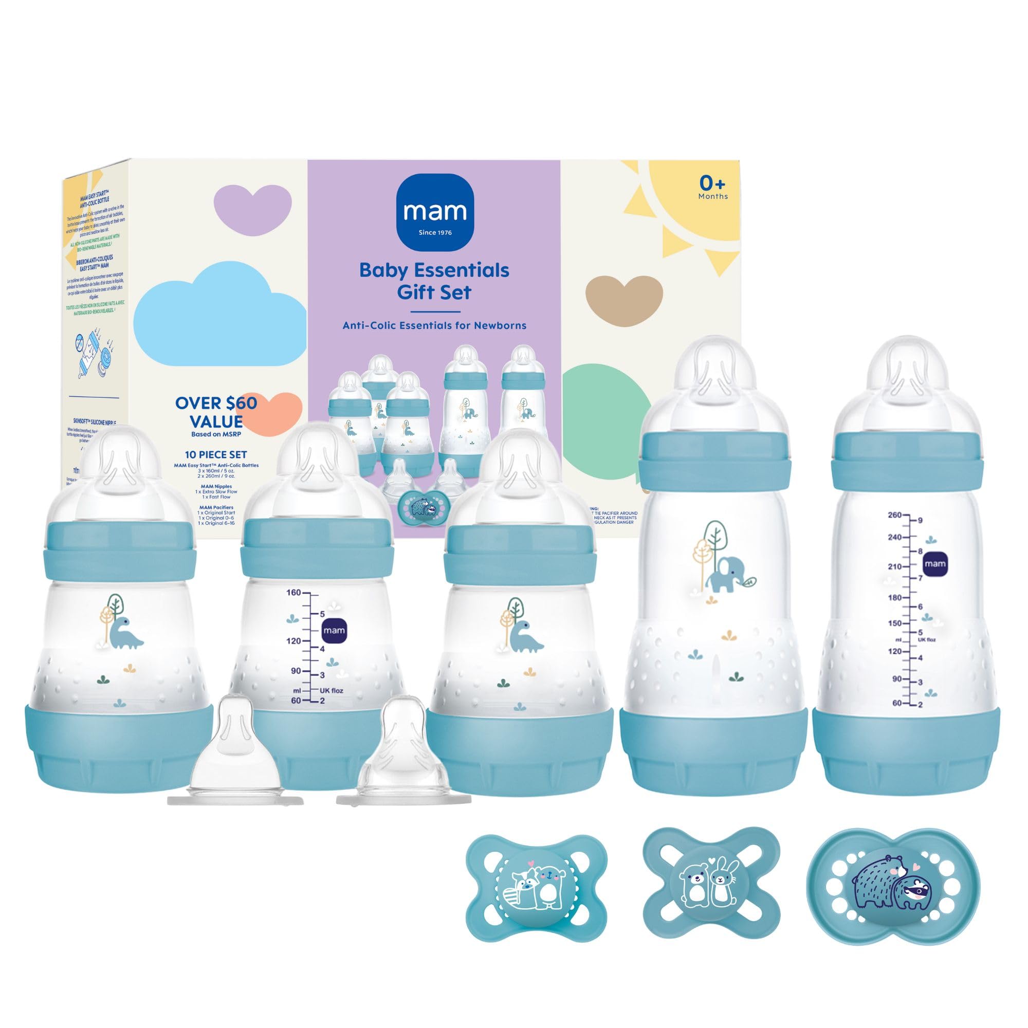 Newborn Essentials Matte Feeding Set, Easy Start Anti-Colic Bottles 5oz