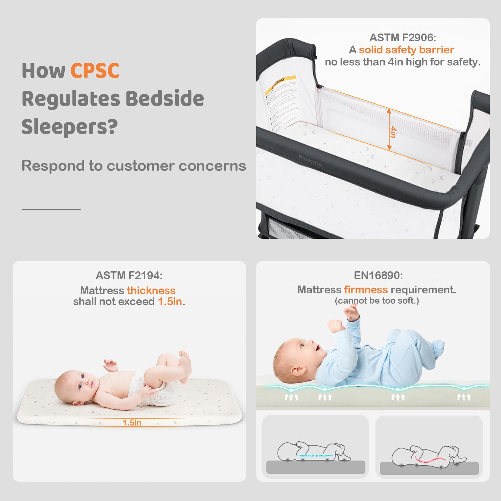 Bedside Bassinet with Adjustable Height and Wheels