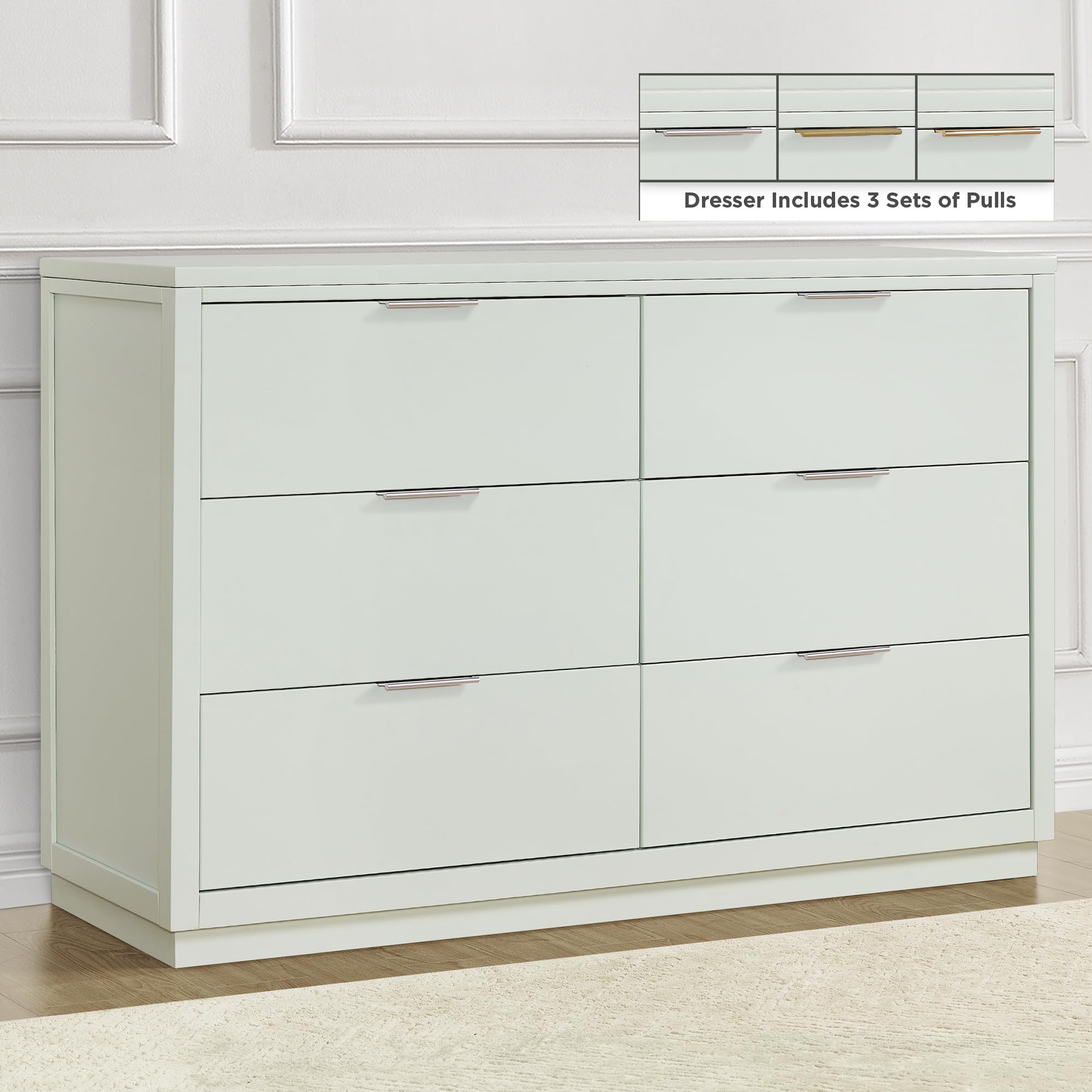 6 Drawer Dresser, Fully Assembled - Classic Collection, Light Sage