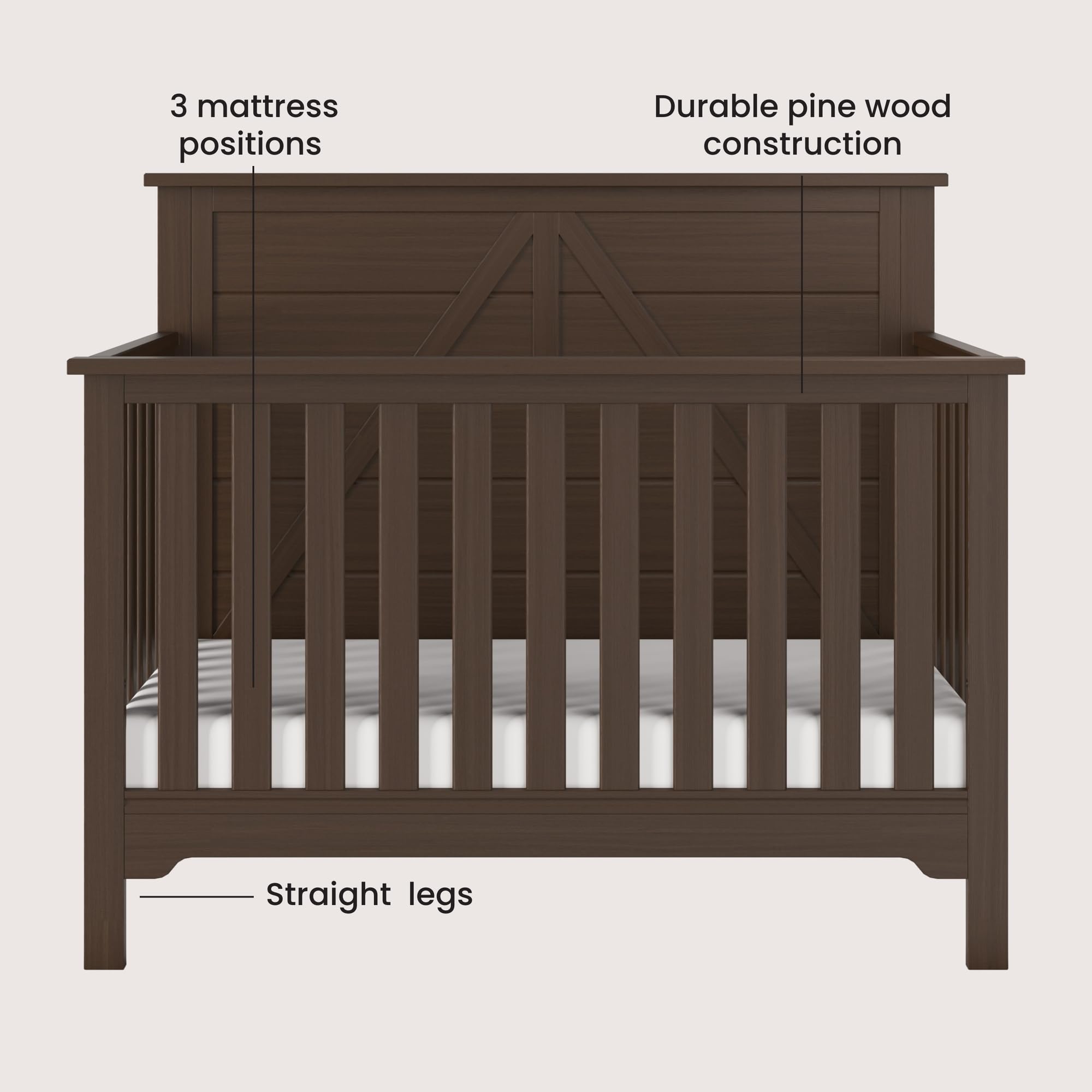 Woodland 4-in-1 Convertible Crib with Adjustable Mattress Heights