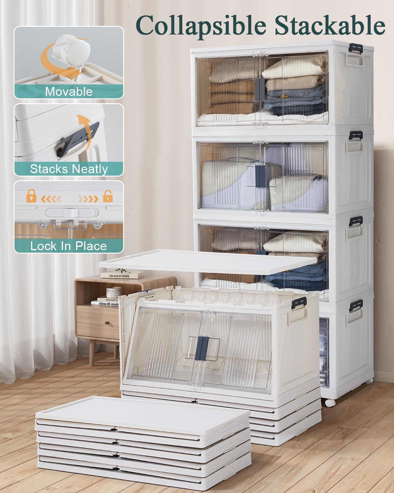 97QT Stackable Storage Bins with Lids and Wheels