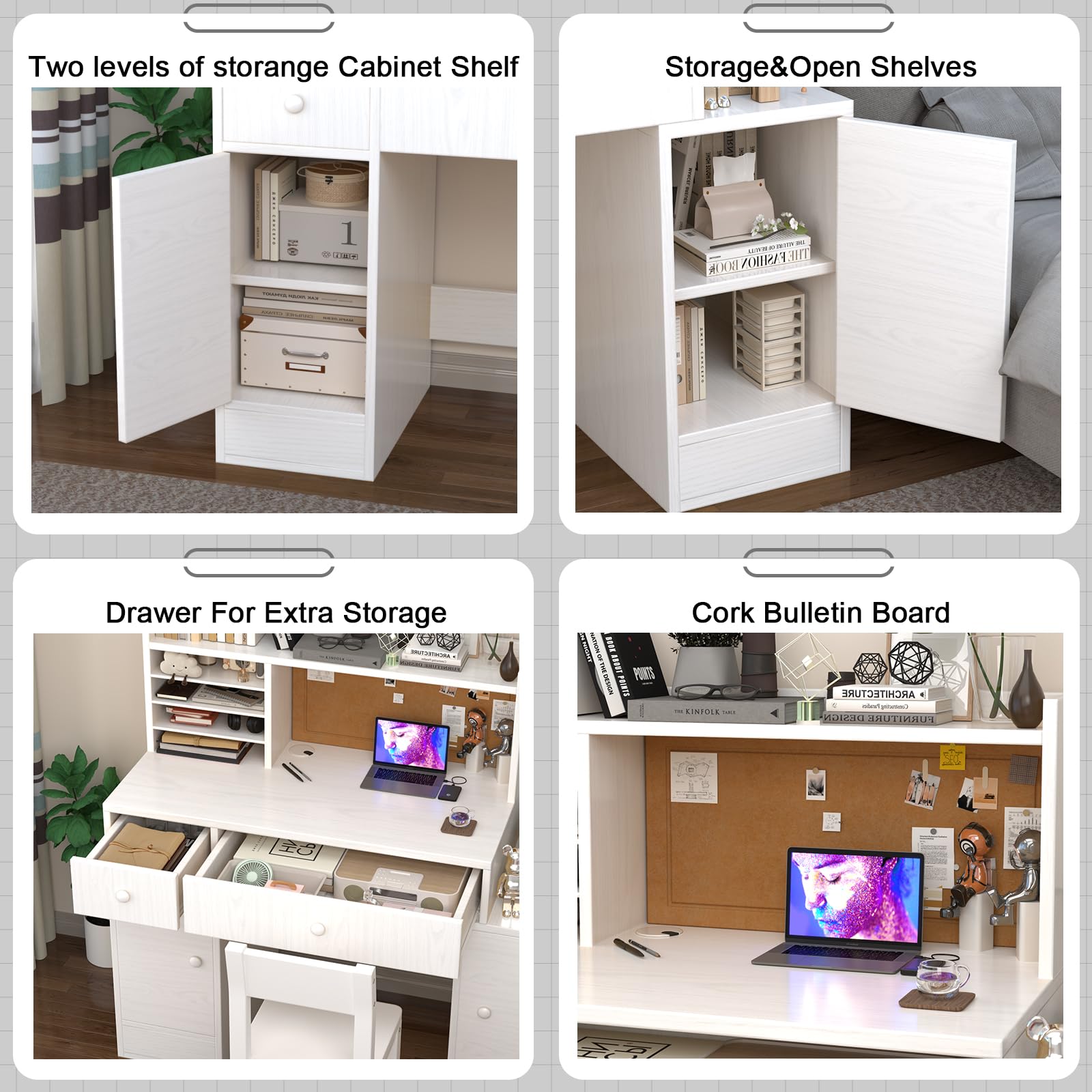 Kids Study Desk and Chair Set with Storage