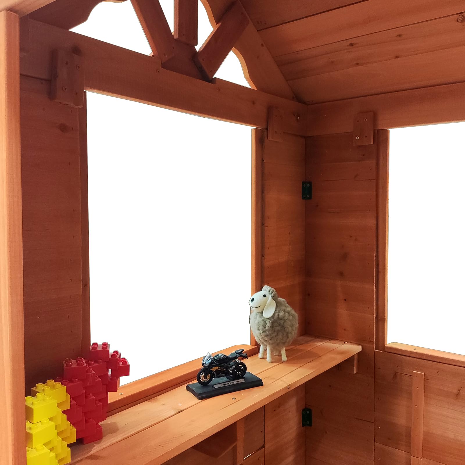 Kids Outdoor Playhouse with Door & 2 Windows - Wooden Backyard Play House