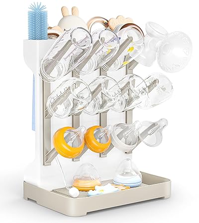 Baby Bottle Drying Rack: Space Saving Vertical Bottle Dryer Holder - Baby