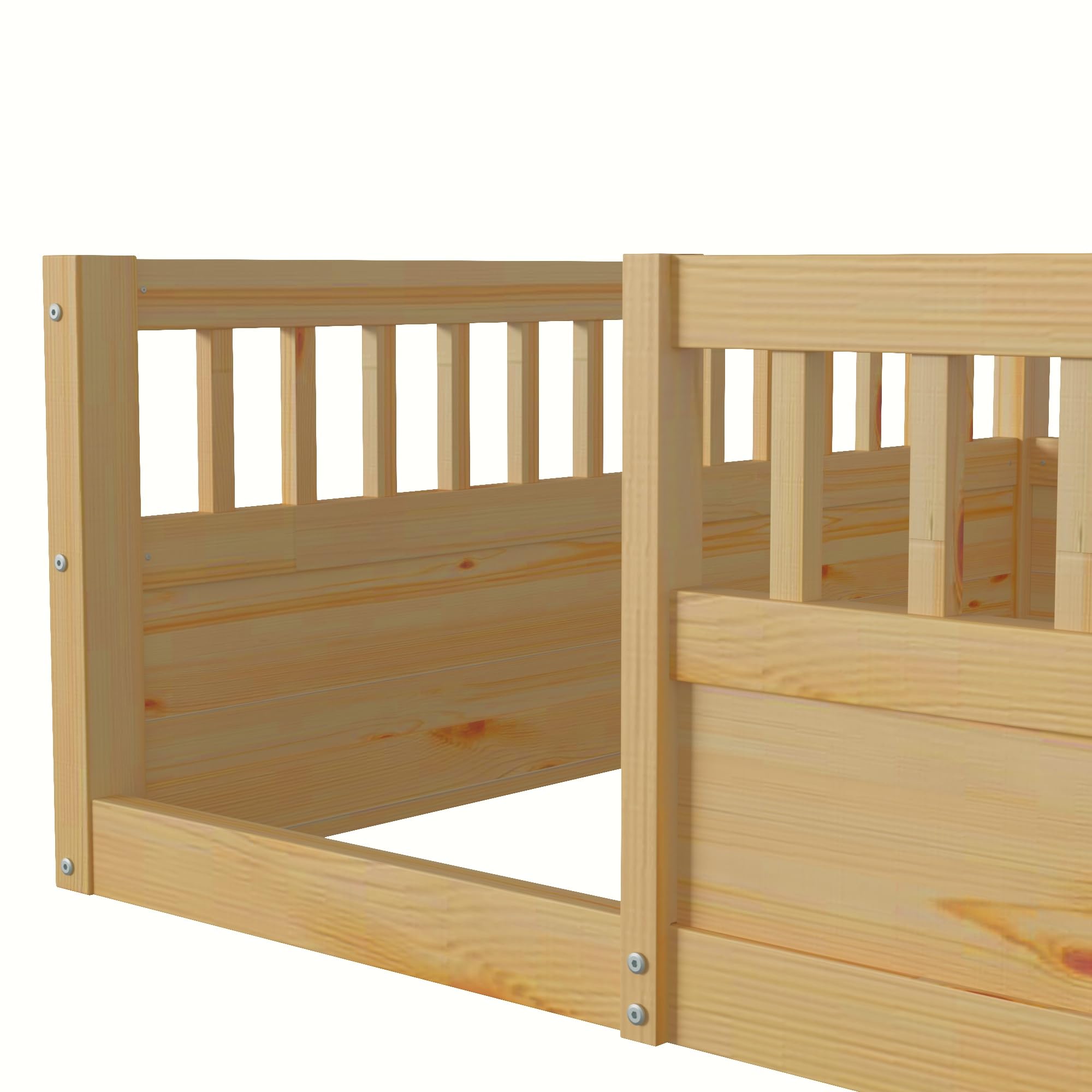 Full Size Montessori Floor Bed with Safety Fence