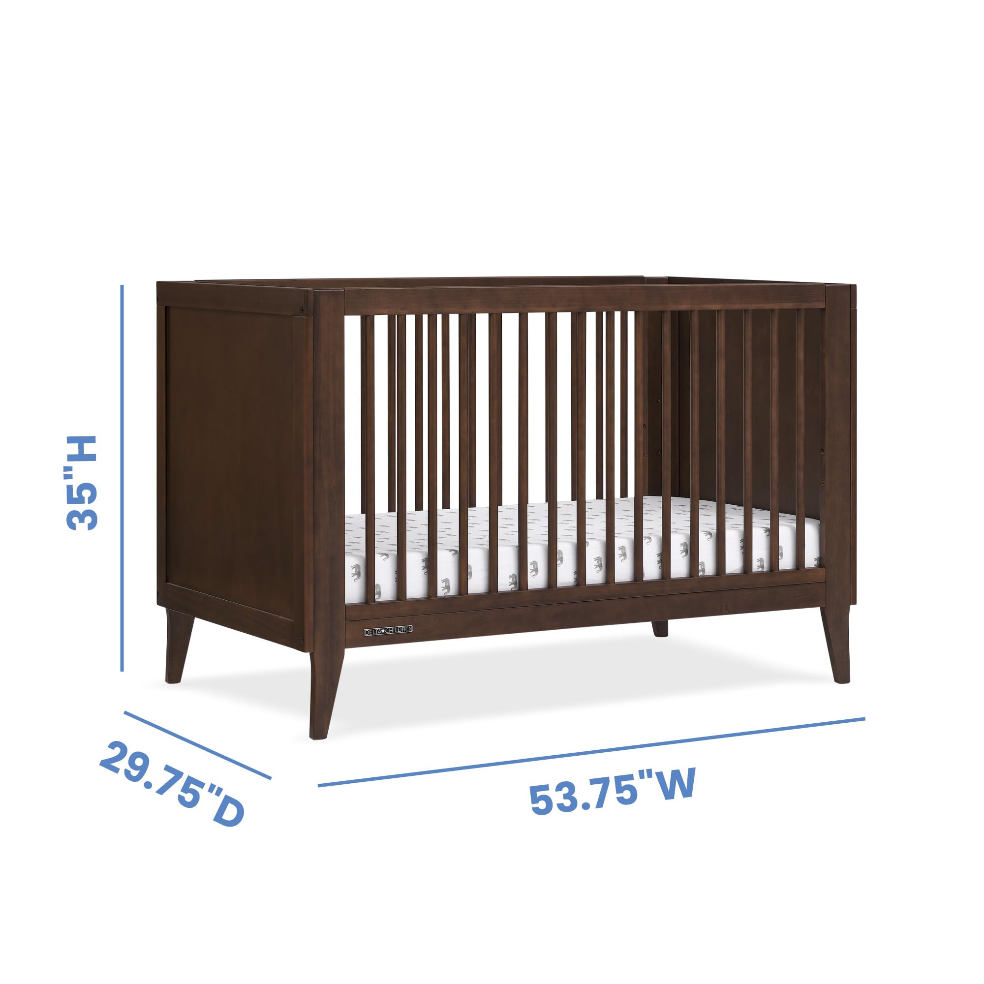 Children Ollie 4-in-1 Convertible Crib - Greenguard Gold Certified, Walnut Espresso