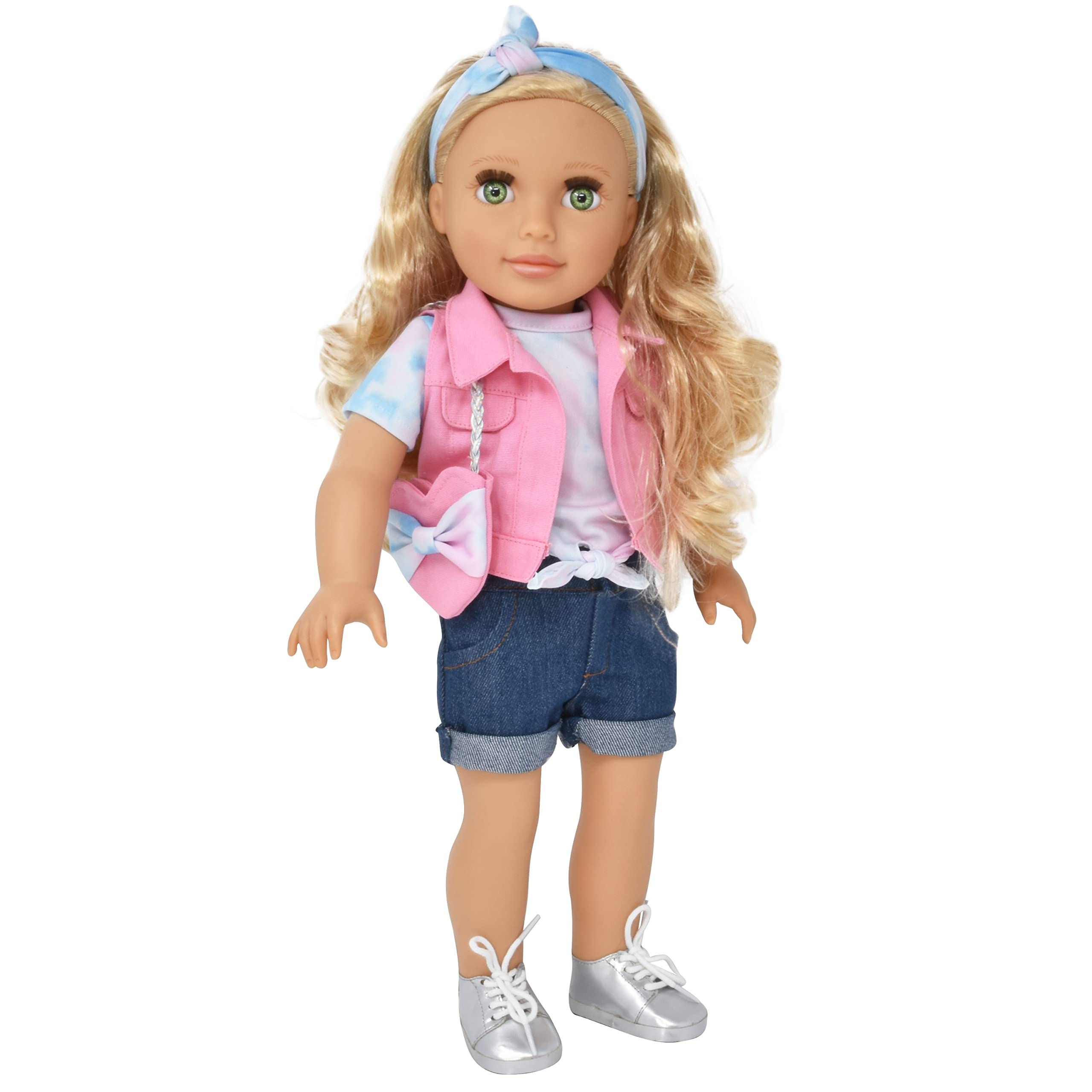 18 Inch Girl Doll, Fashion Doll with Fine Blond Hair for Styling Clothes Shoes