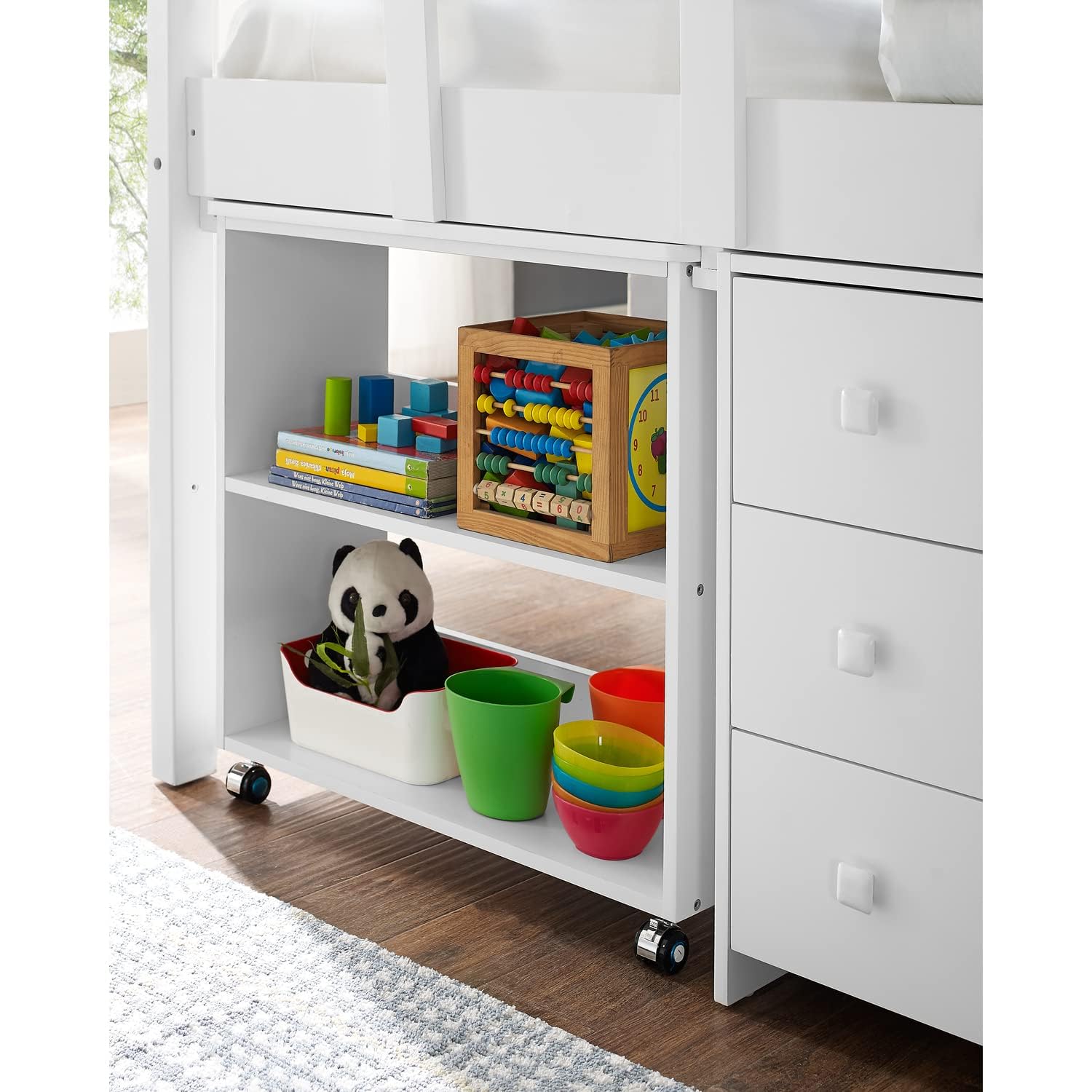 Twin Size Loft Bed with Desk and Storage