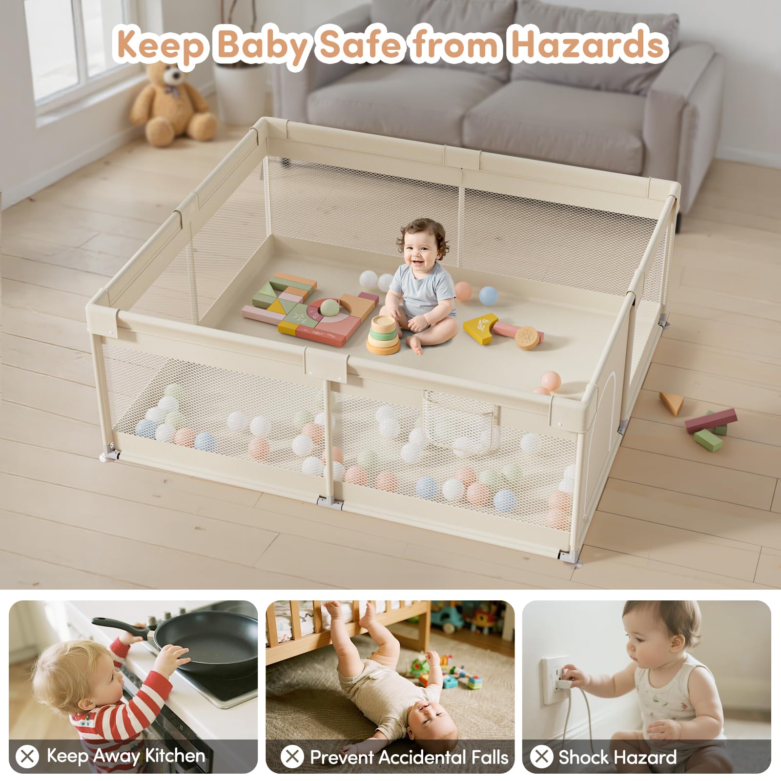 Large Baby Playpen 69×59 Inches