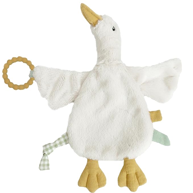 Goose and Friends Teether Ring – 8", Soft Silicone Teething Ring, Plush Toy for Infants, Baby