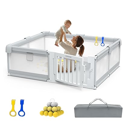 79" ×71" Large Baby Playpen with Gate, Easy Access Baby Play Pen for Infants and Toddlers