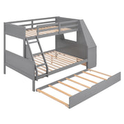 Twin Over Full Bunk Bed with Trundle and Built-in Desk