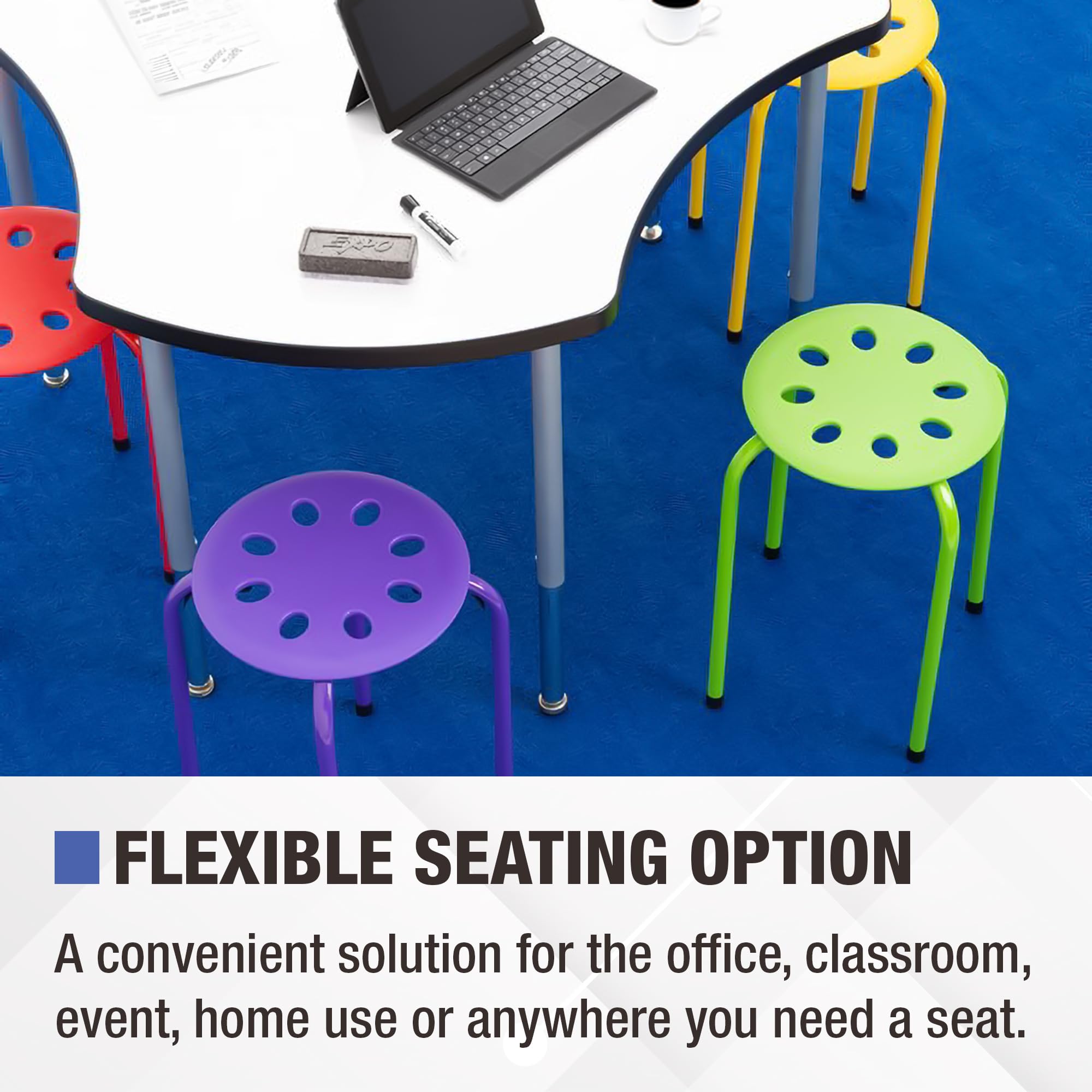 Stacking Stools Set of 5 - Portable Classroom and Office Seating