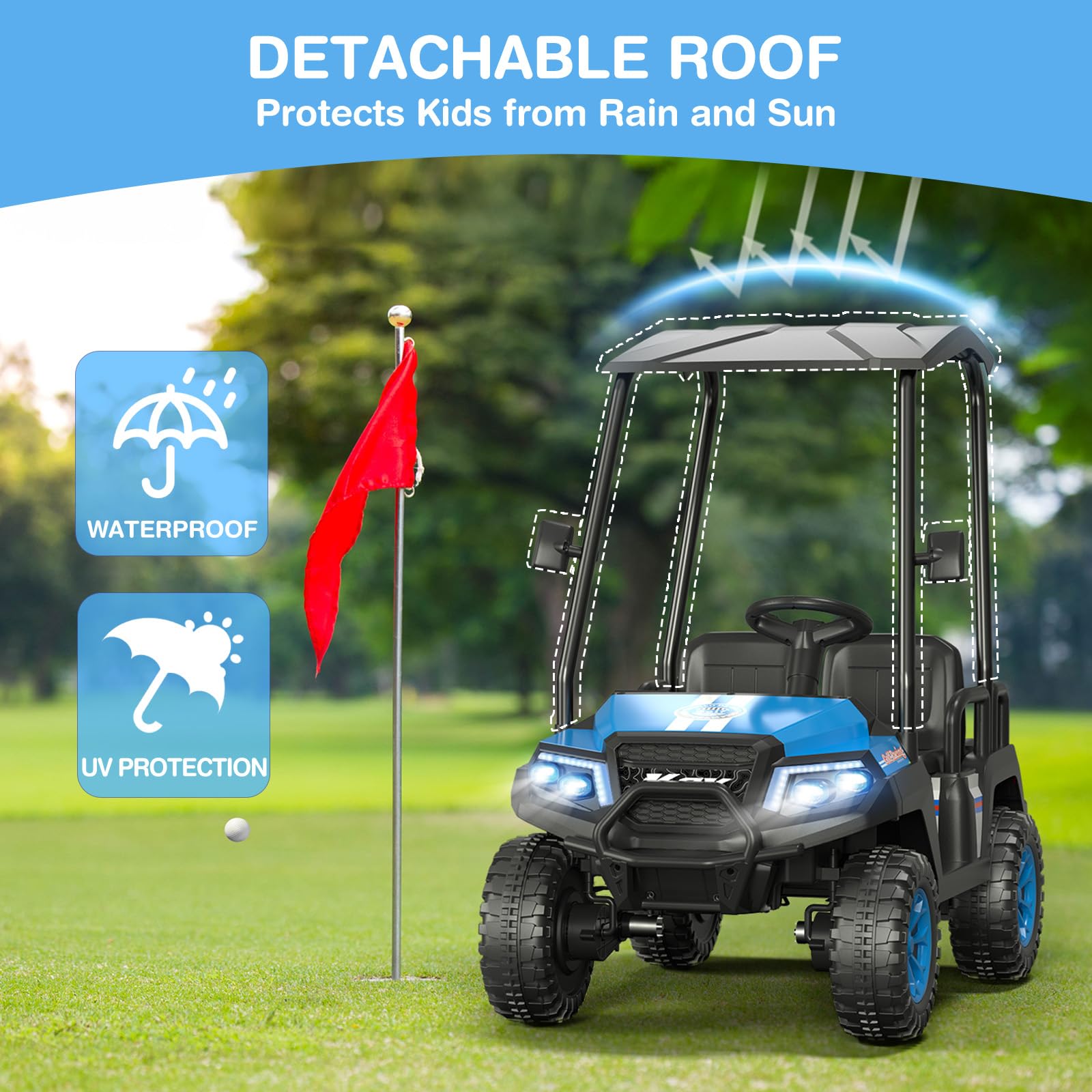 4-Seater Kids Electric Golf Cart 24V Ride On Car with Remote Control