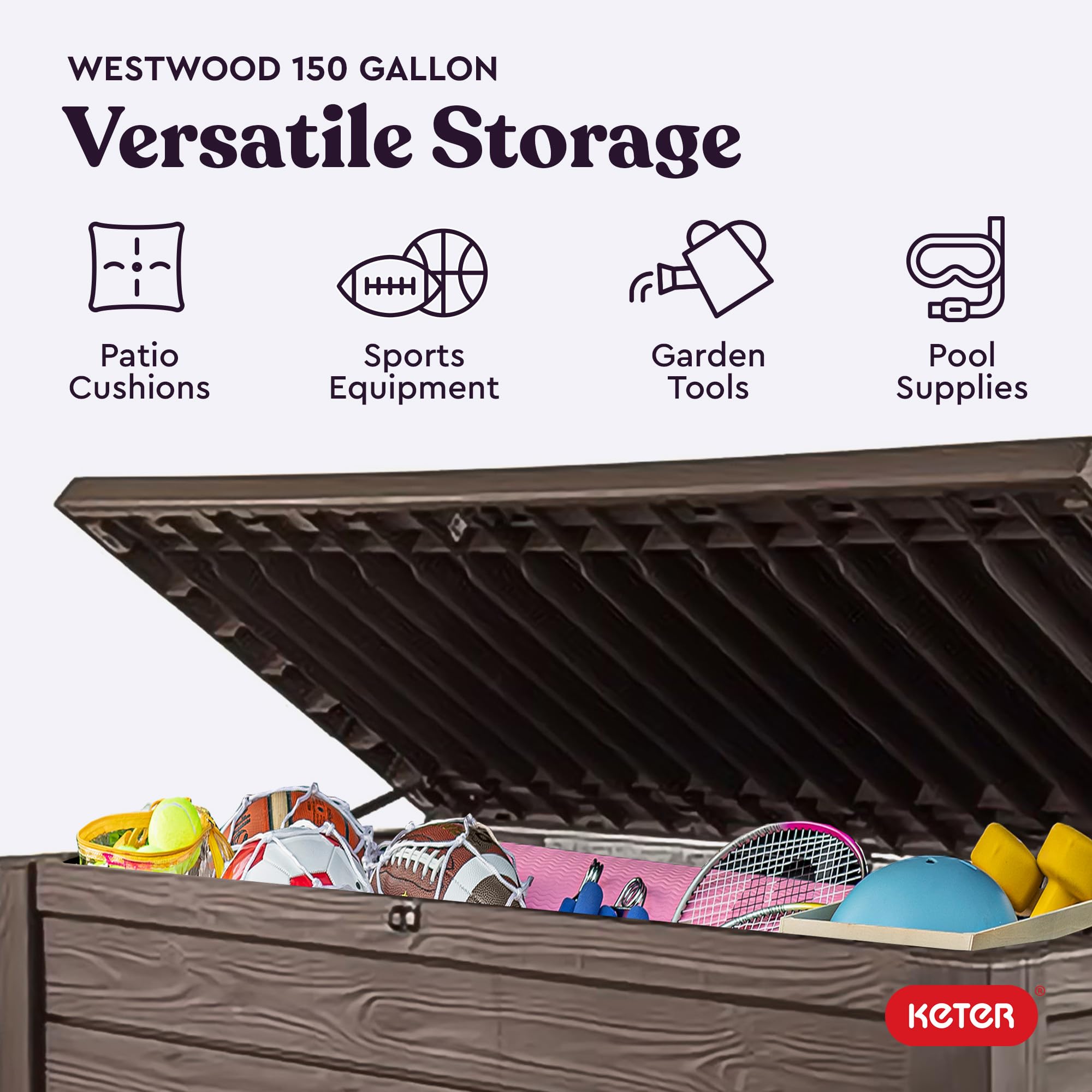 150 Gallon Outdoor Storage Deck Box with Bench Seat