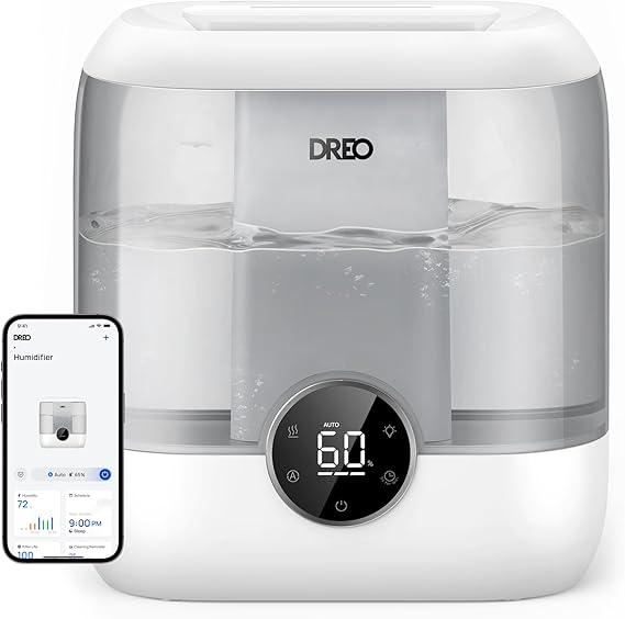 Smart Humidifiers for Bedroom, 6L Top Fill Supersized Cool Mist Humidifier for Large Room