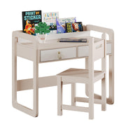 Kids Desk and Chair Set, Study Desk with Drawers, Wooden Children Table Set