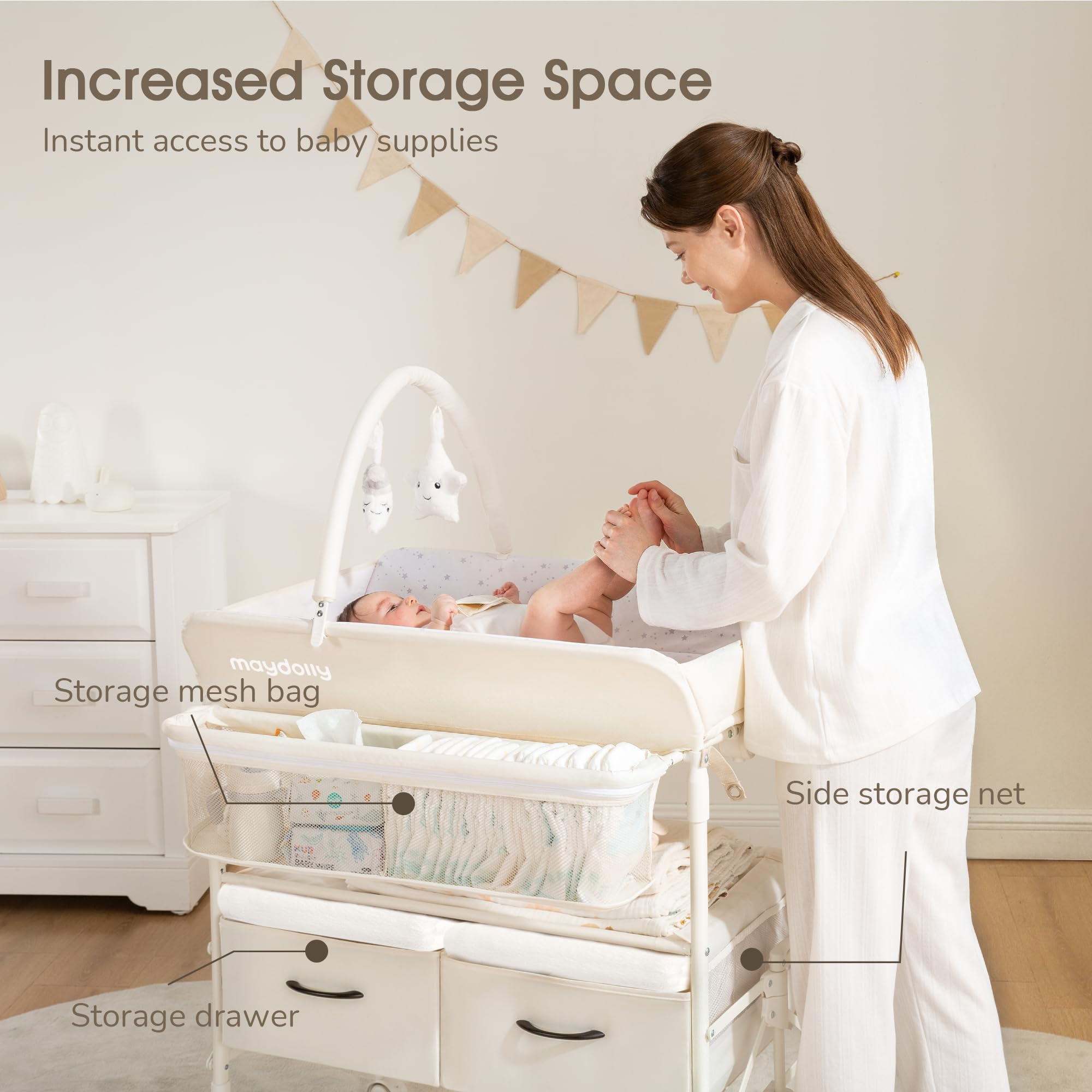 Portable Foldable Baby Changing Table with Wheels