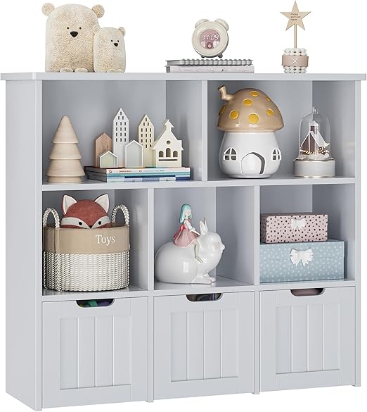 Toy Storage Organizer with 3 Movable Drawers, Floor Storage Cabinet